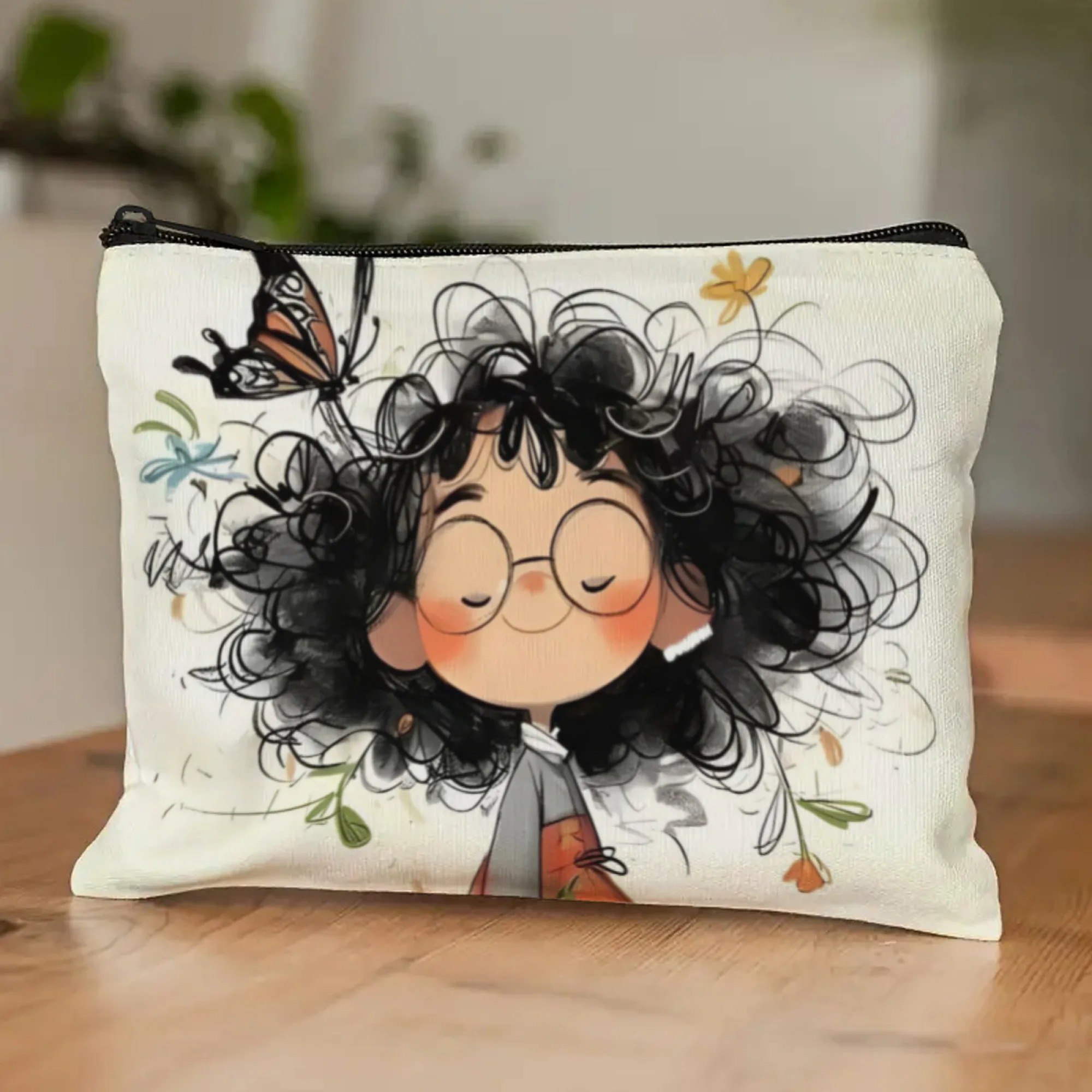 Cartoon Girl Makeup Bag Zipper - Case With Pencil Holder 评论和价格